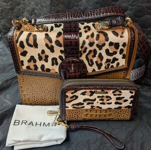 Brahmin Gabriella shoulder bag and Zora wallet in Tan Capella
